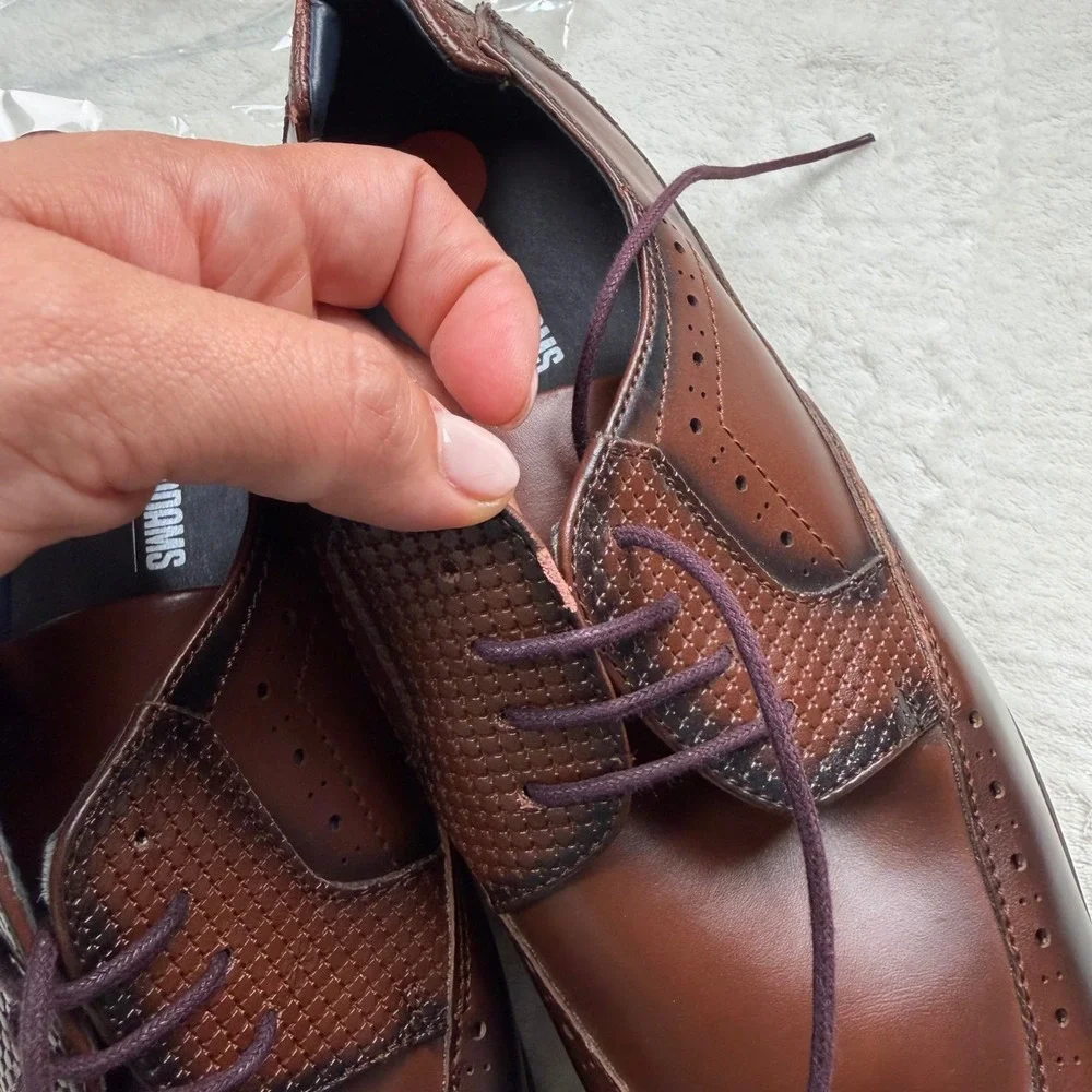 Stacy Adams Mens Brown Wingtip Lug Sole Oxford Dress Shoes 7M Formal Comfort
